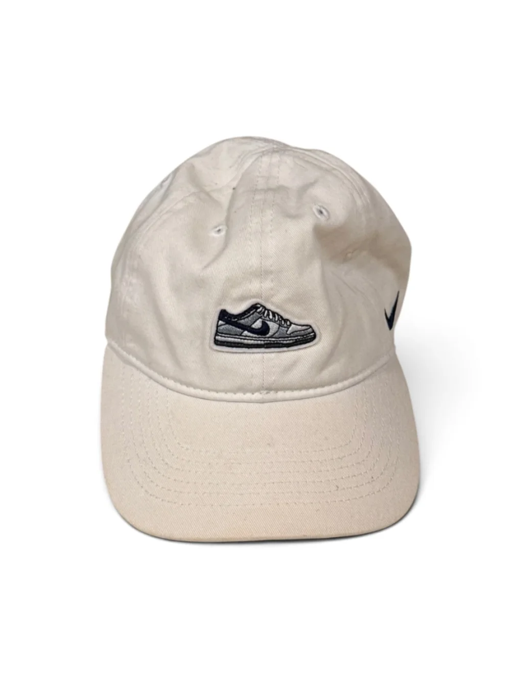 Vtg Nike 4-7 Just Do It White Strapback Hat Sneaker Patch Swoosh 100% Cotton Cap